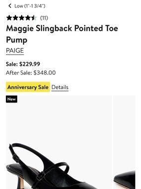 PAIGE Maggie Slingback Pointed Toe Pump - Black Patent